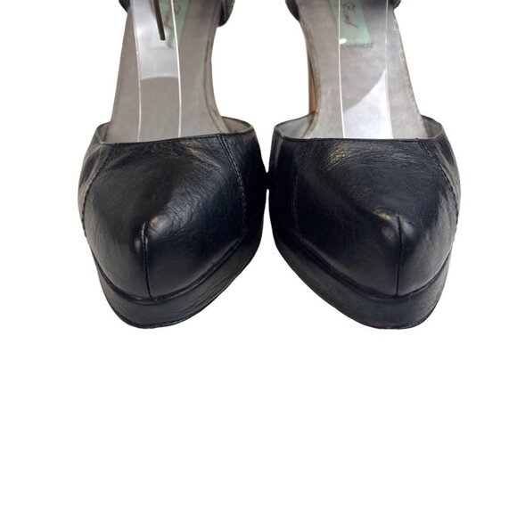 Geren Ford Tess Ankle Tie Heels Size 7.5 Ladies Black and Taupe Leather Pinup - Picture 7 of 9